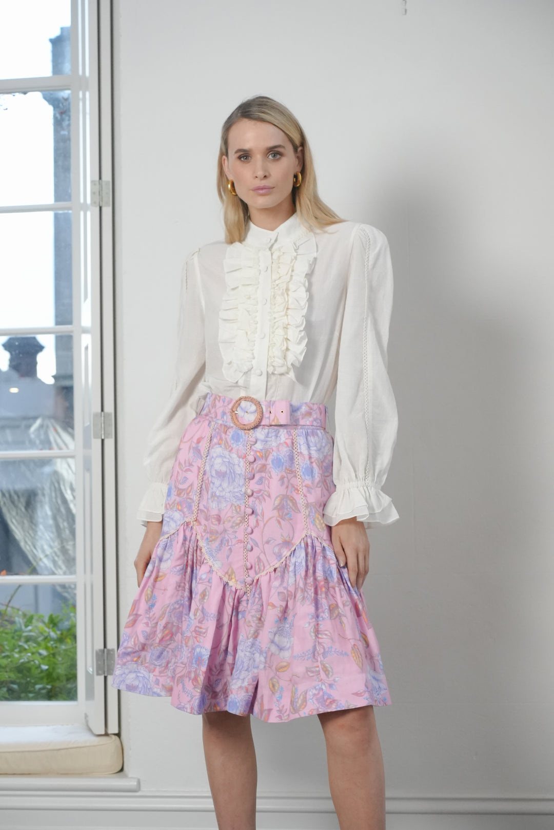 Ruffle Blouse in Cream
