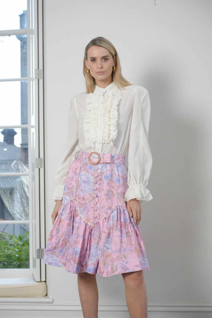 Ruffle Blouse in Cream