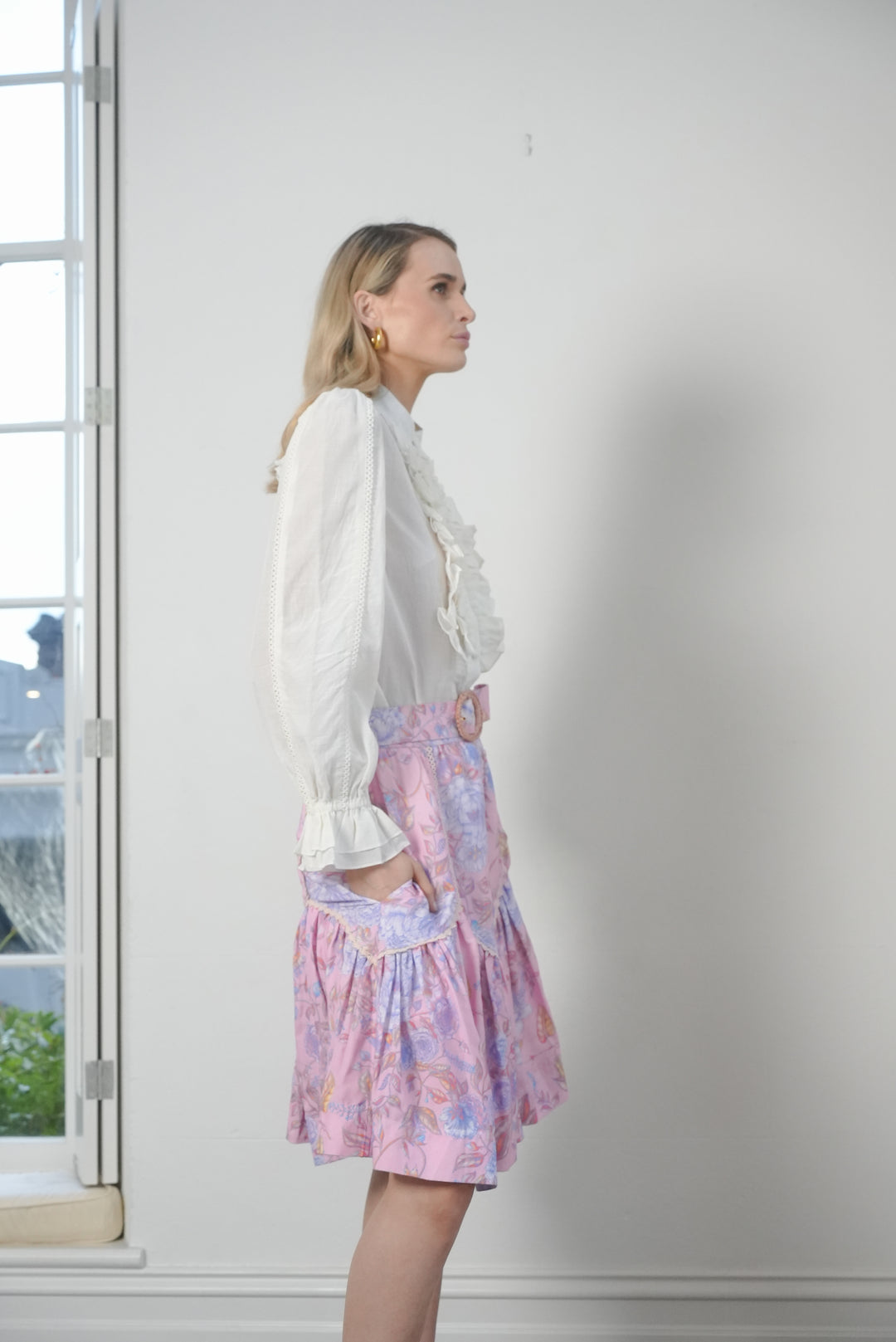Ruffle Blouse in Cream