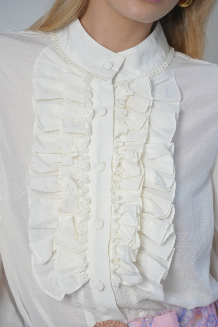 Ruffle Blouse in Cream