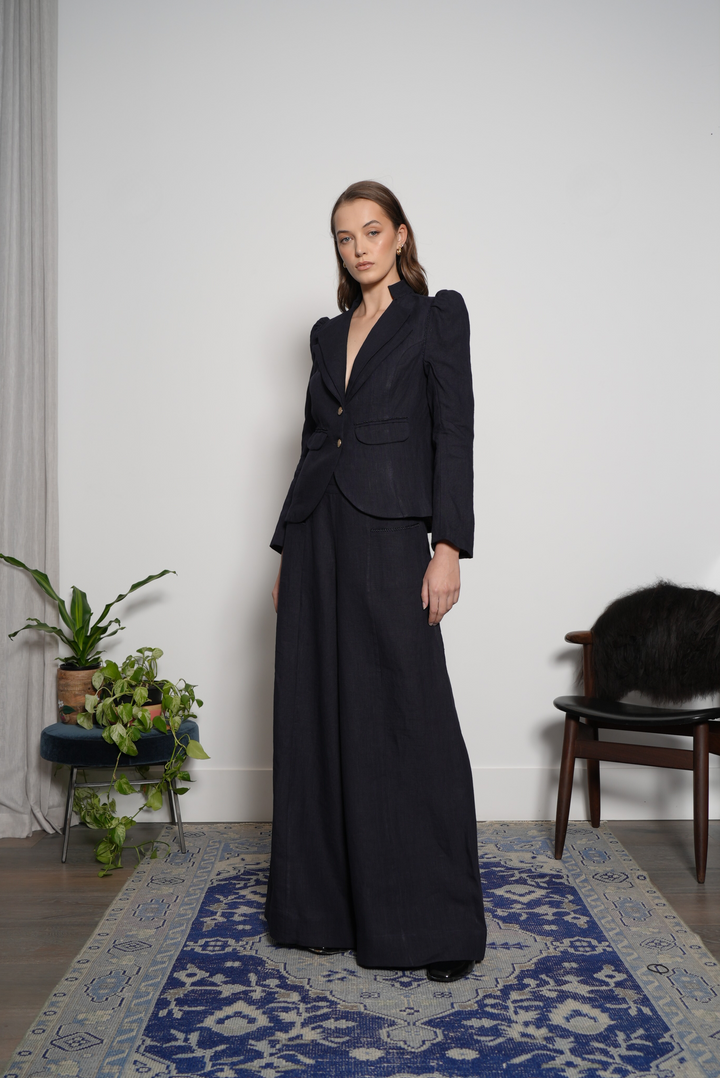 Wide Leg Bolero Pant in Dark Navy