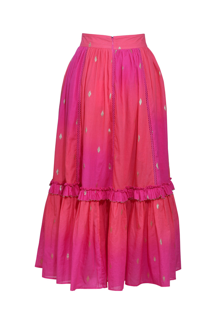 Ruffle Maxi Skirt in Pink Ombre
