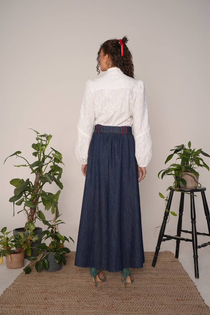 Empire Blouse in White Eyelet