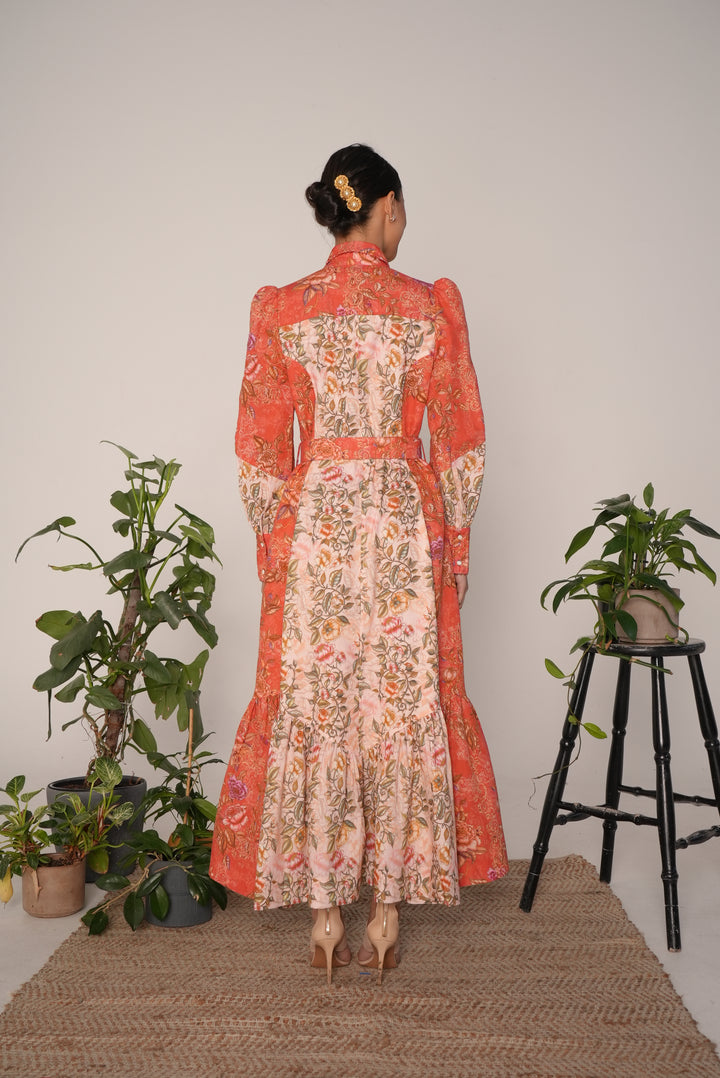 Trench Maxi Dress in Coral Vine