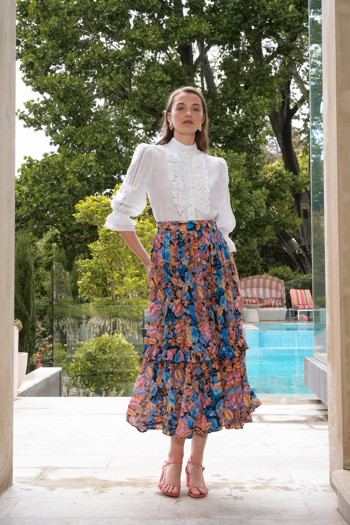 Ruffle Blouse in White