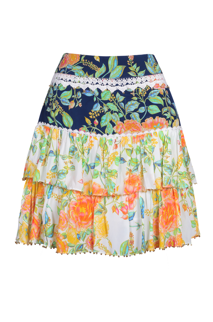 Layered Mini Skirt in Mixed Bloom