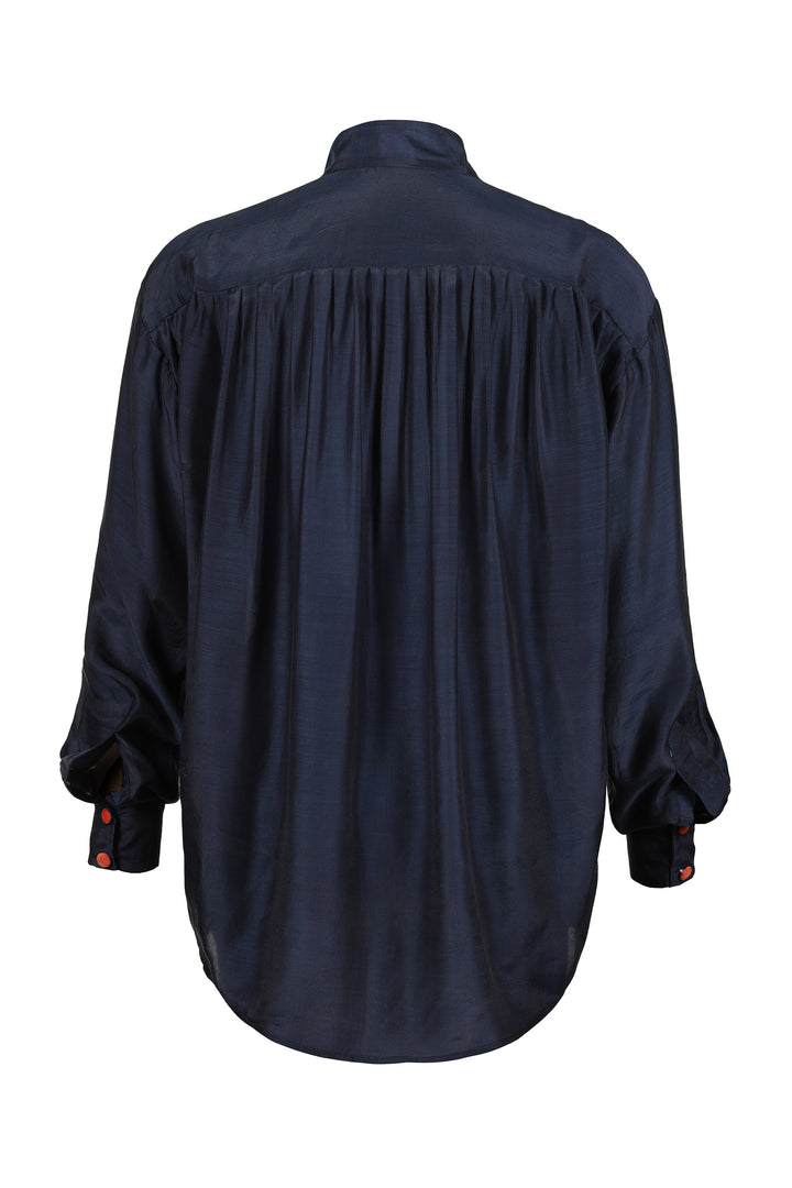 Balloon Sleeve Blouse in Navy