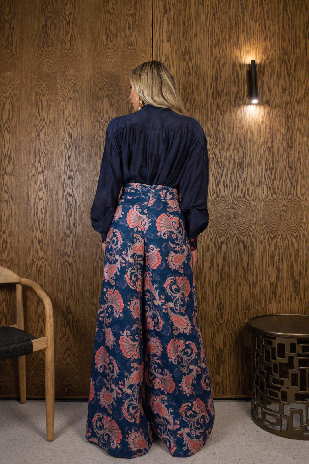 Balloon Sleeve Blouse in Navy