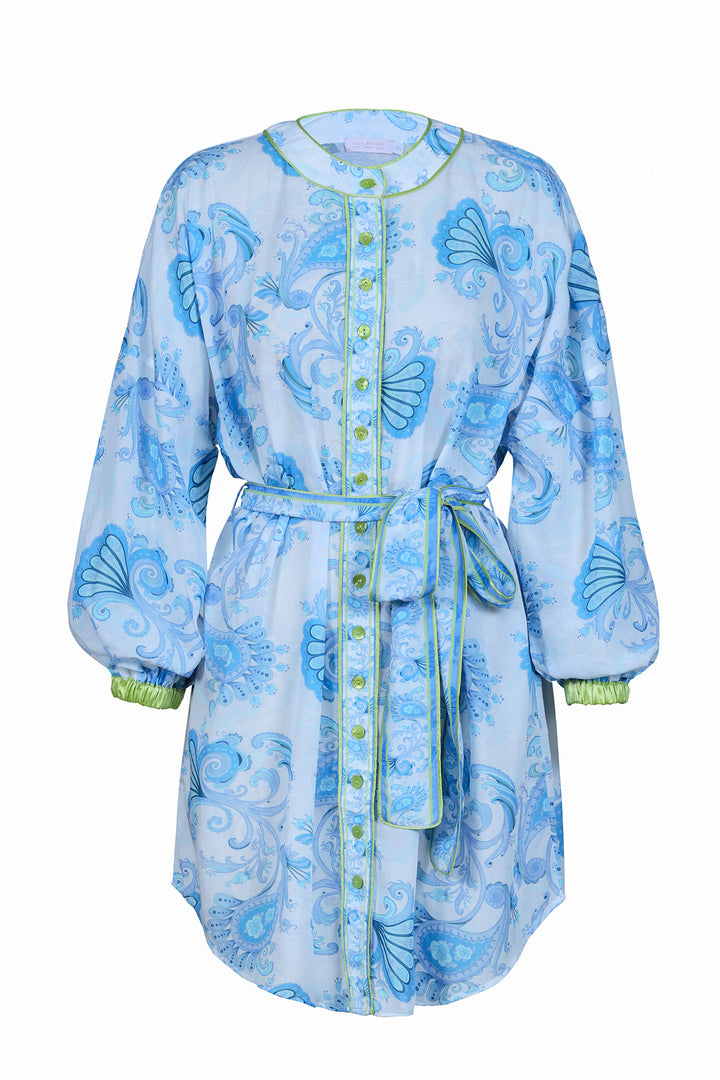 Balloon Sleeve Kaftan in Sky Florentine
