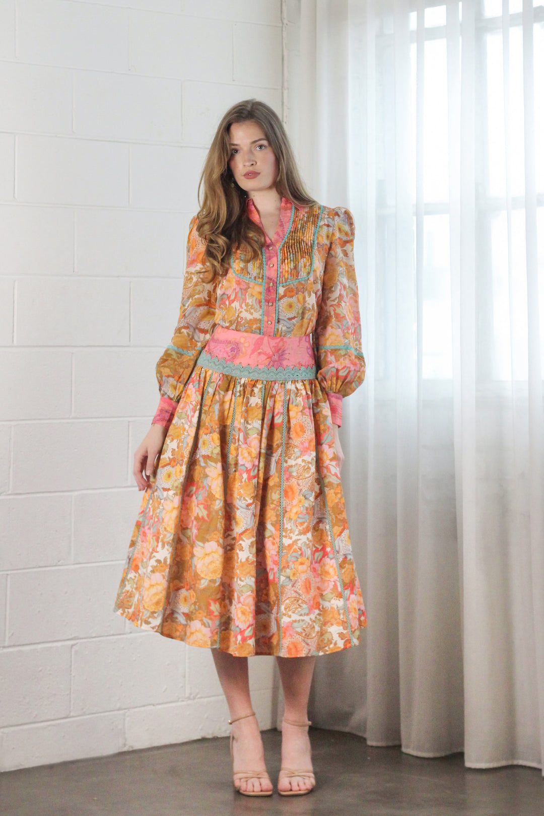 Banded Maxi Skirt in Champagne Picnic