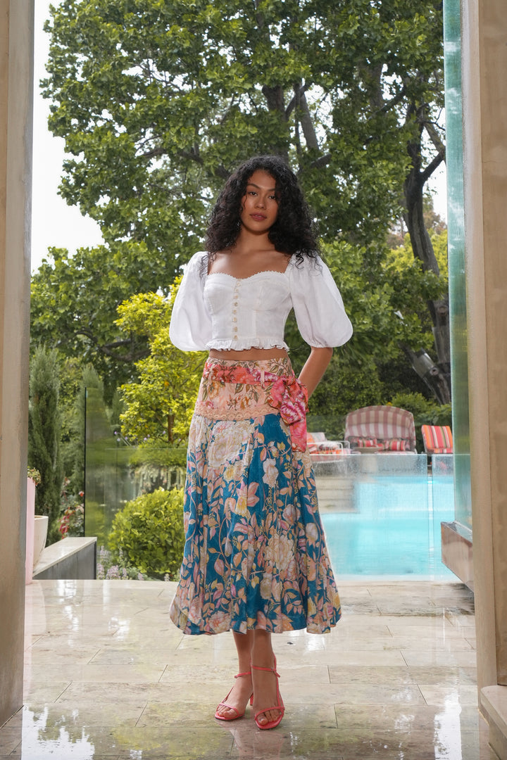 Sweetheart Crop Blouse in White