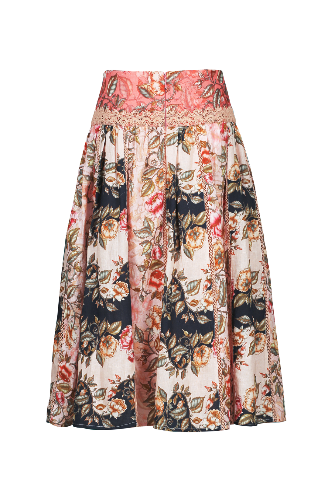 Banded Midi Skirt in Spring Melody