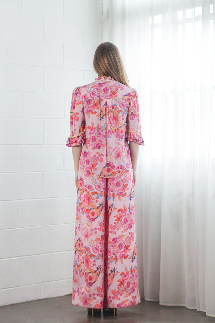 Beaded Sleeve Blouse in Violet Harmony