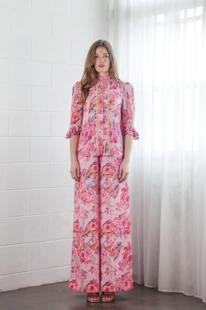 Beaded Sleeve Blouse in Violet Harmony