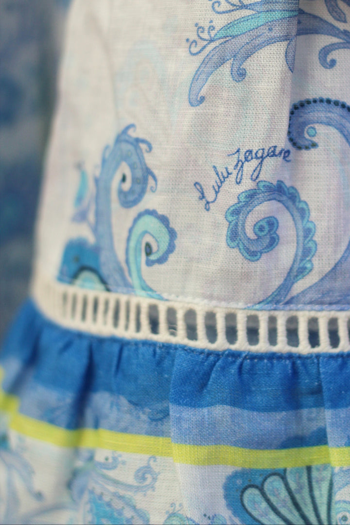 Border Mini Dress in Sky Florentine