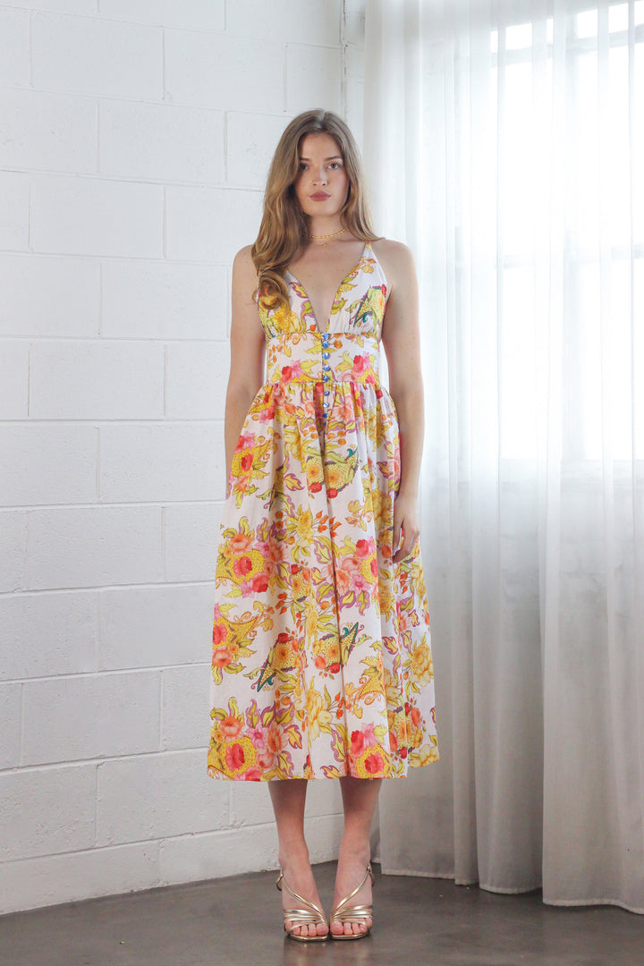 Bralet Maxi Dress in Luminous Petal