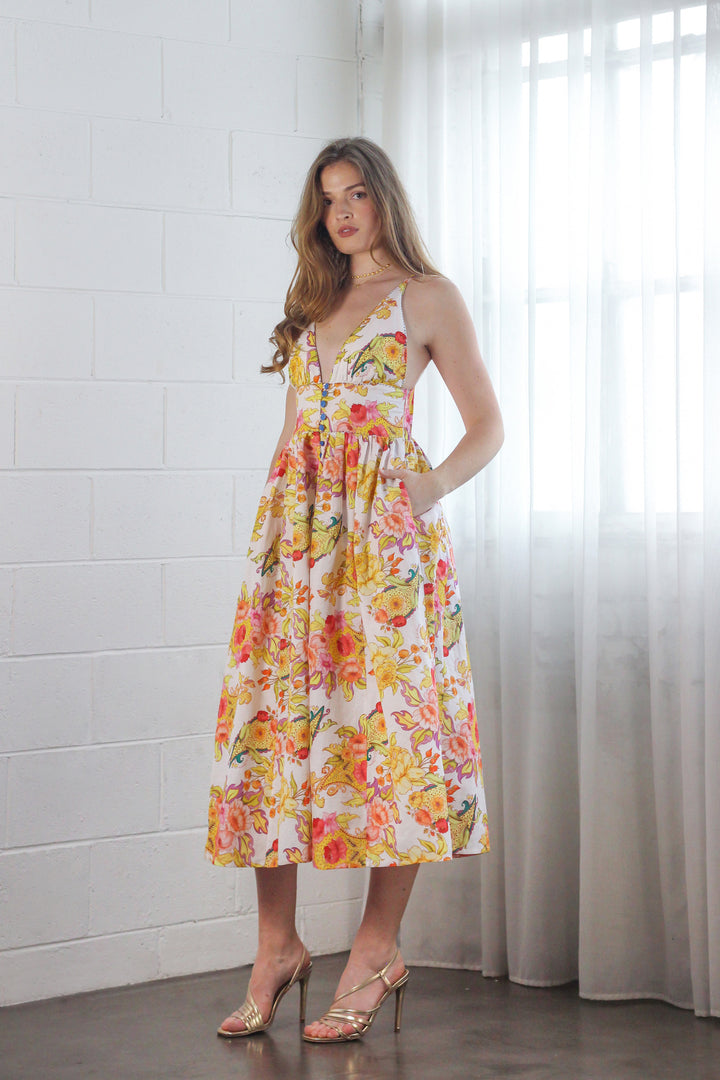 Bralet Maxi Dress in Luminous Petal