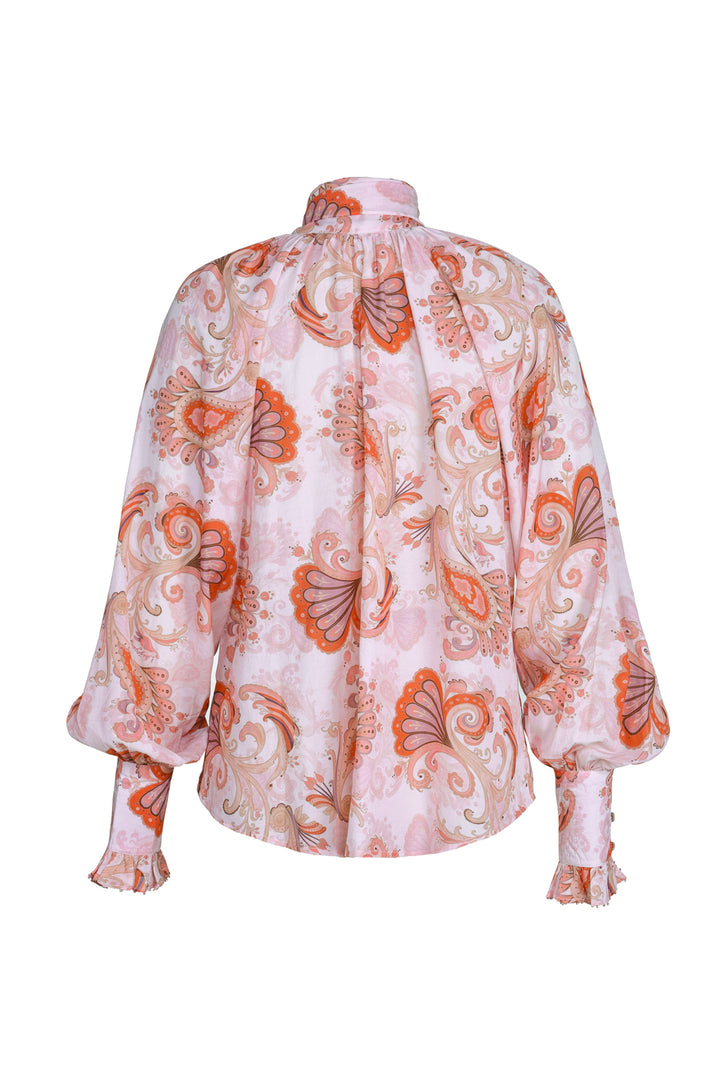 Sash Tie Blouse in Bronze Mirage