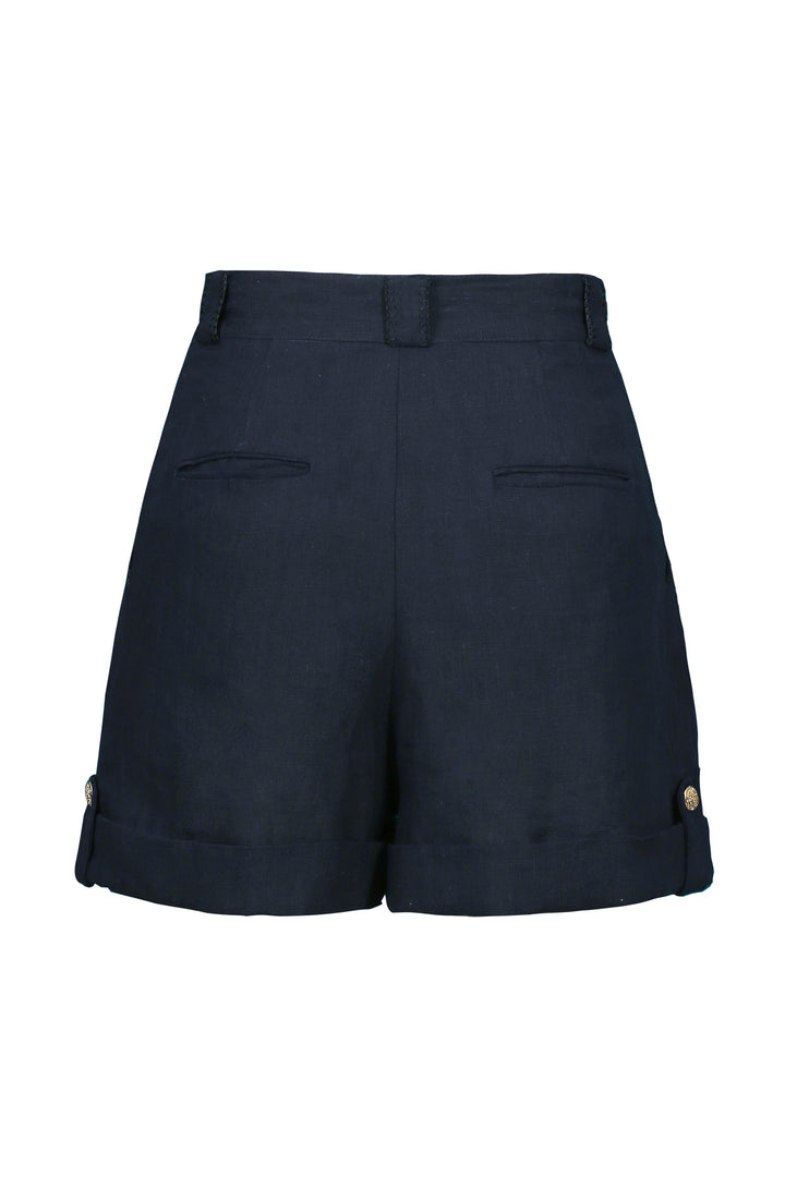 Button Short in Dark Navy