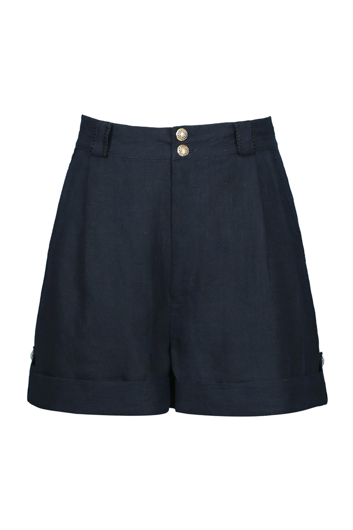 Button Short in Dark Navy