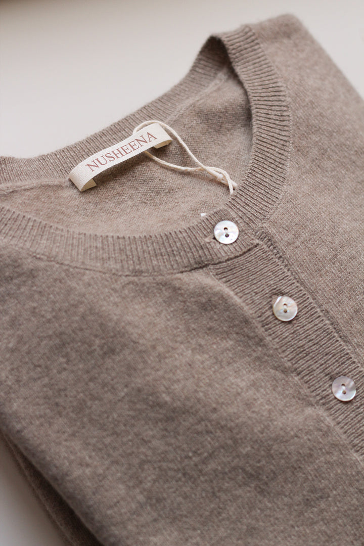 Cashmere Cardigan in Truffle by Nusheena