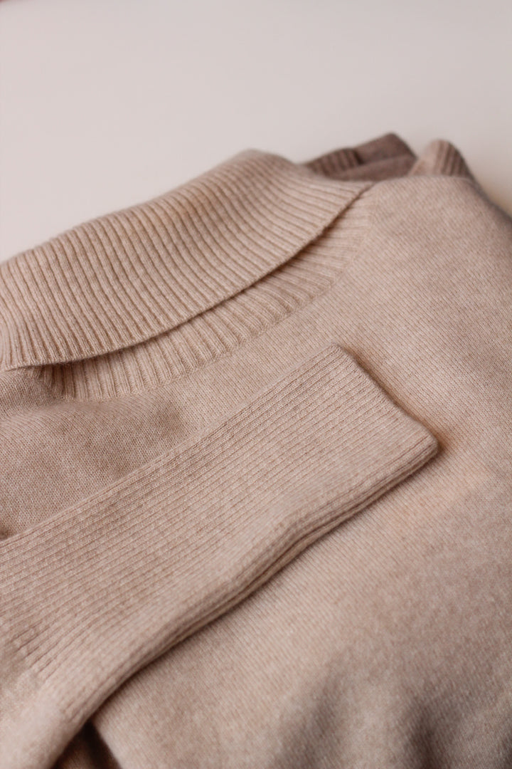 Cashmere Roll Neck in Oatmeal by Nusheena