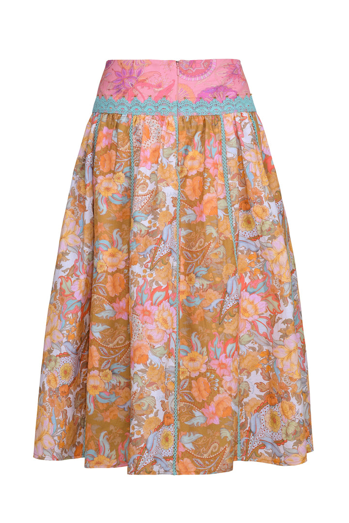 Banded Maxi Skirt in Champagne Picnic