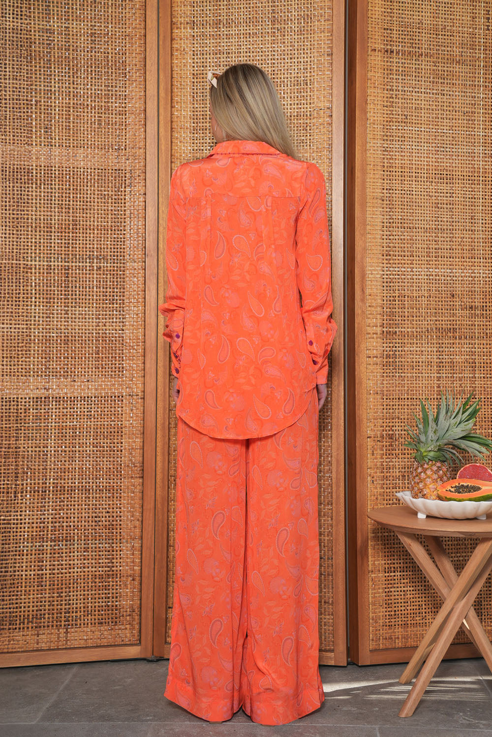 Elasticated High Waist Pant in Blushing Paisley