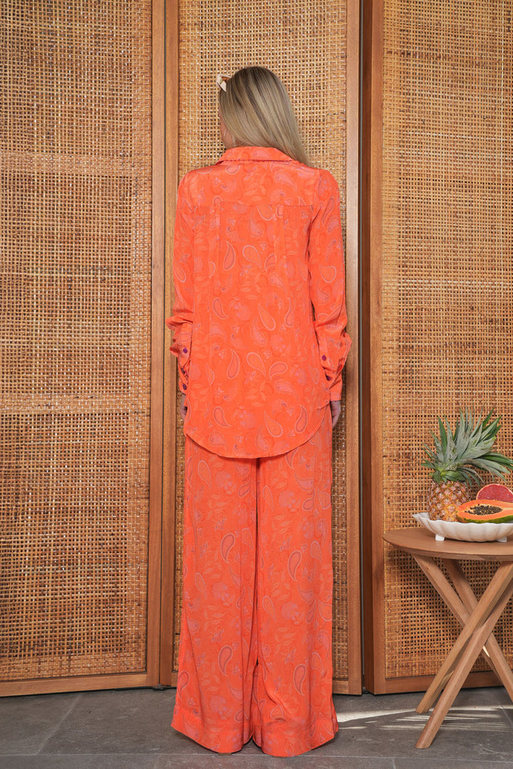 Elasticated High Waist Pant in Blushing Paisley