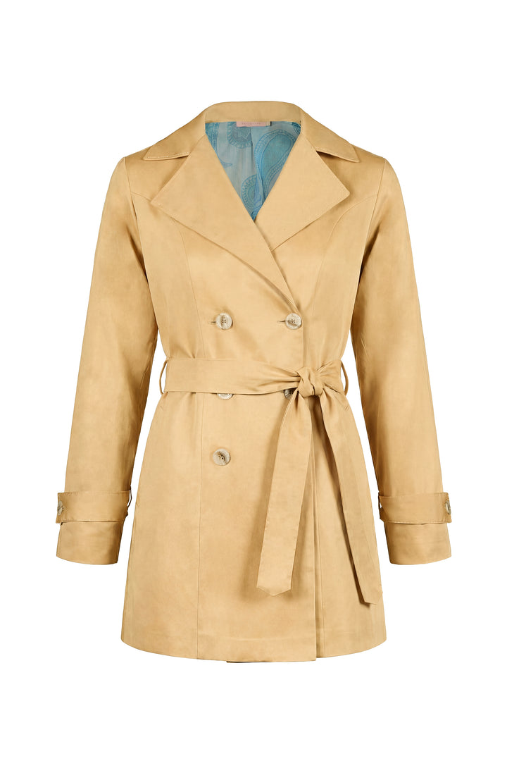 Cropped Trench Coat in Camel