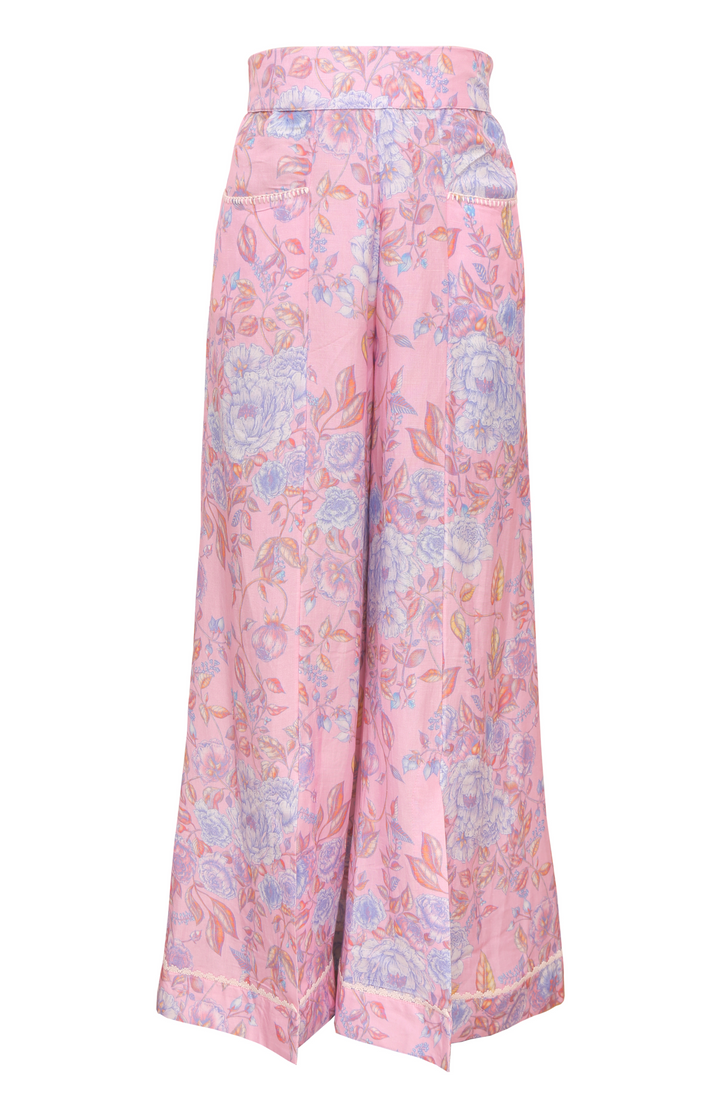 High-Waisted Palazzo Pant in Lavender Bouquet