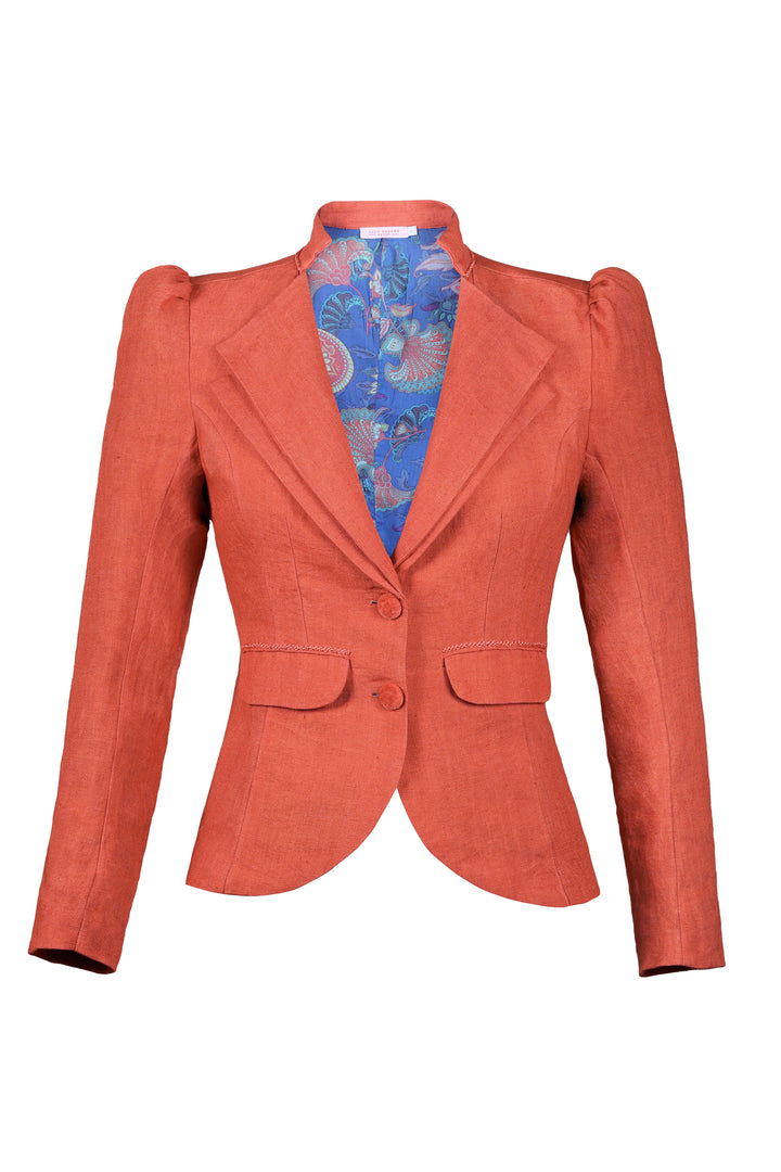 Double Lapel Blazer in Orange Flame