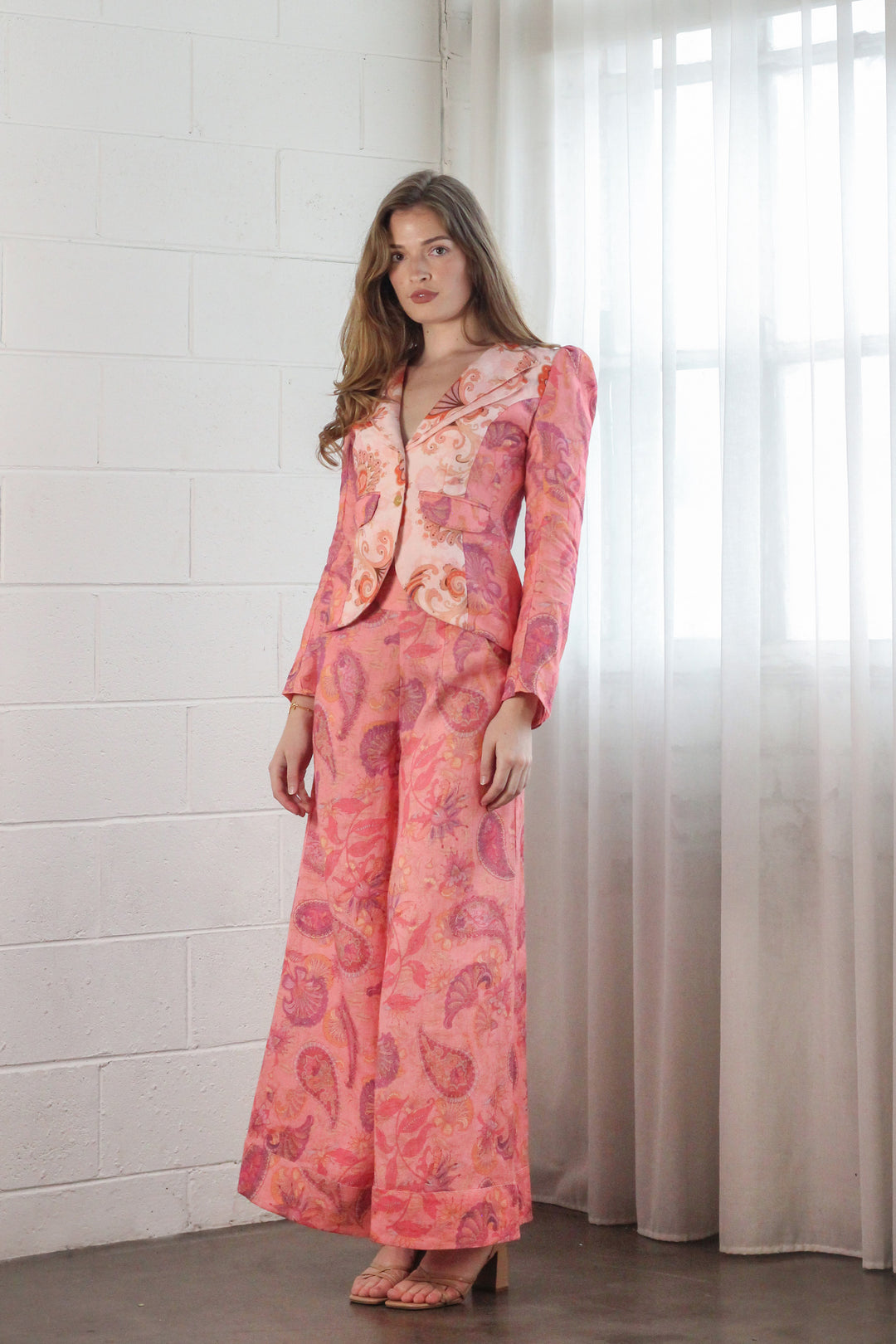 Double Lapel Blazer in Rose Reverie