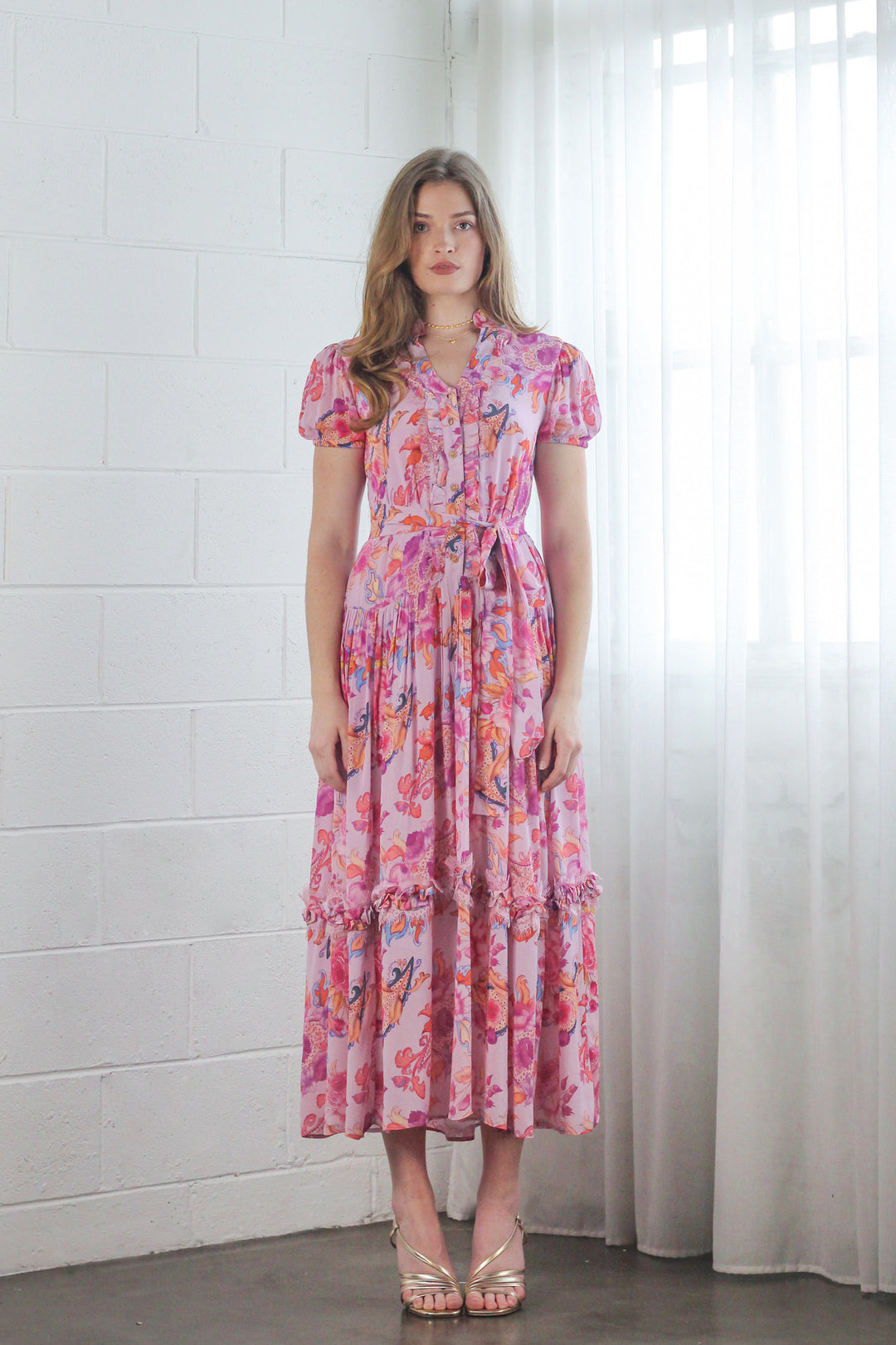 Drop Waist Maxi Dress in Violet Harmony