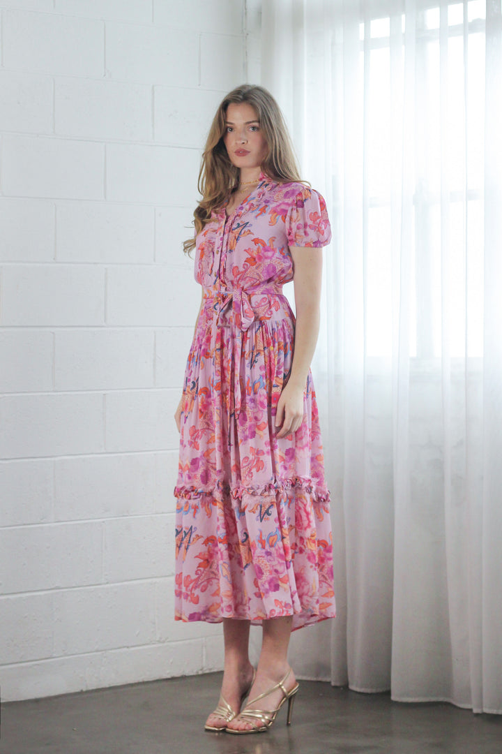 Drop Waist Maxi Dress in Violet Harmony