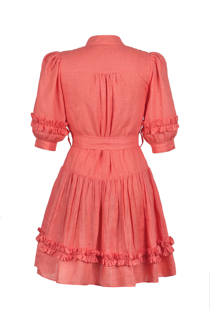 Drop Waist Mini Dress in Coral