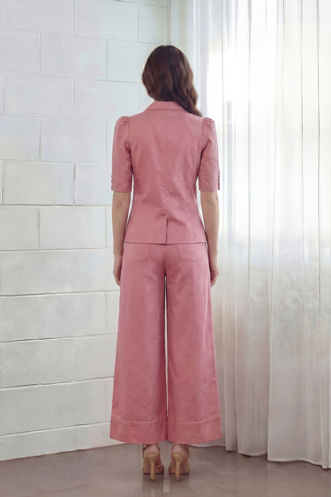 Pleated Crop Pant in Dusk Pink