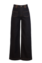 Embroidered Straight Leg Jean in Dark Wash