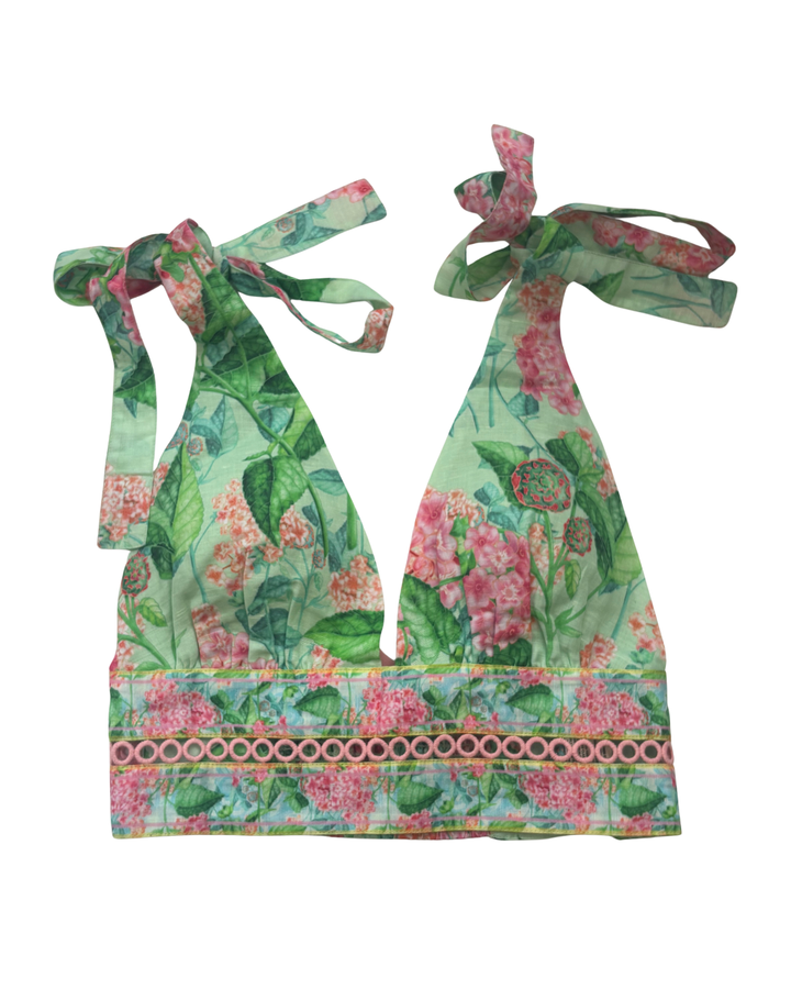 Tie Back Bralet in Emerald Sardinia