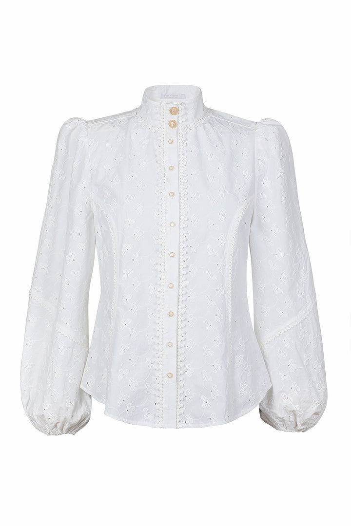 Empire Blouse in White Eyelet