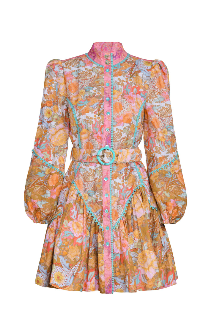 Empire Mini Dress in Champagne Picnic