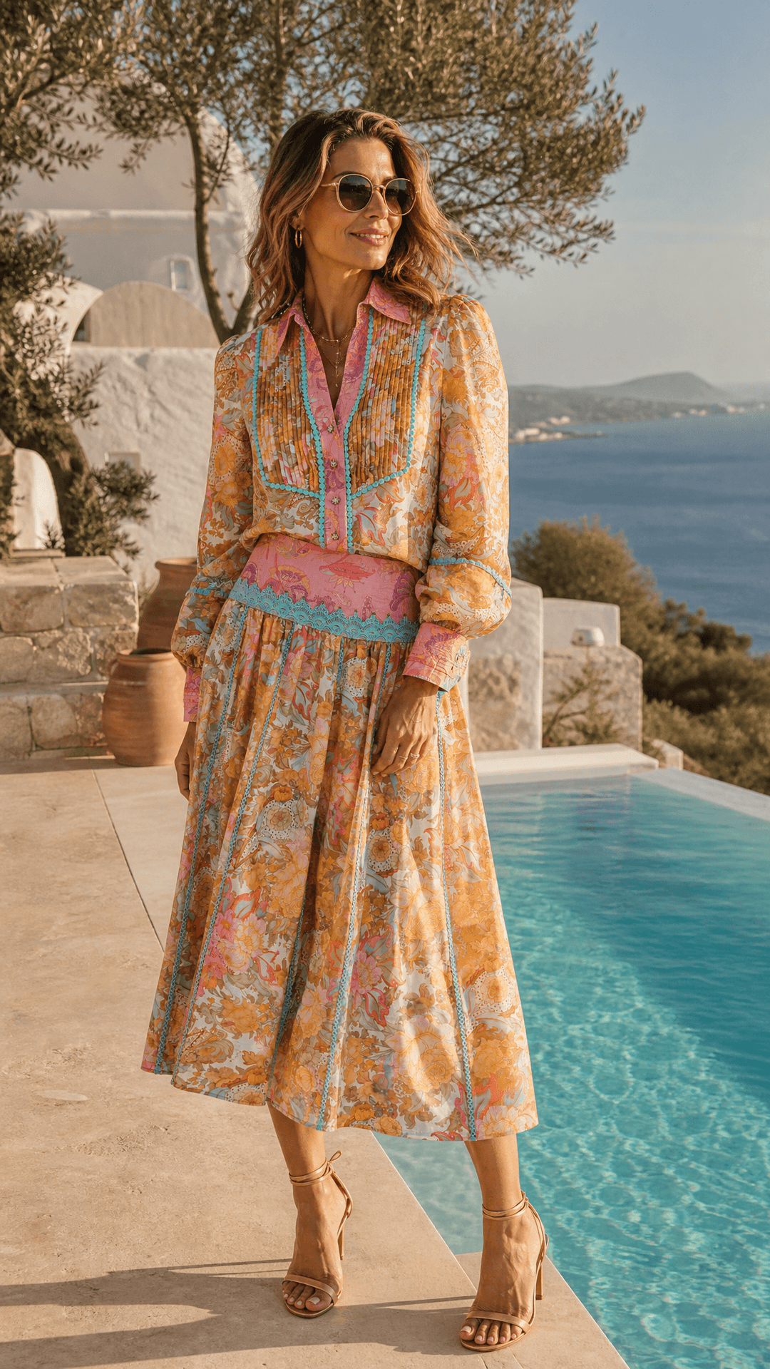 Banded Maxi Skirt in Champagne Picnic