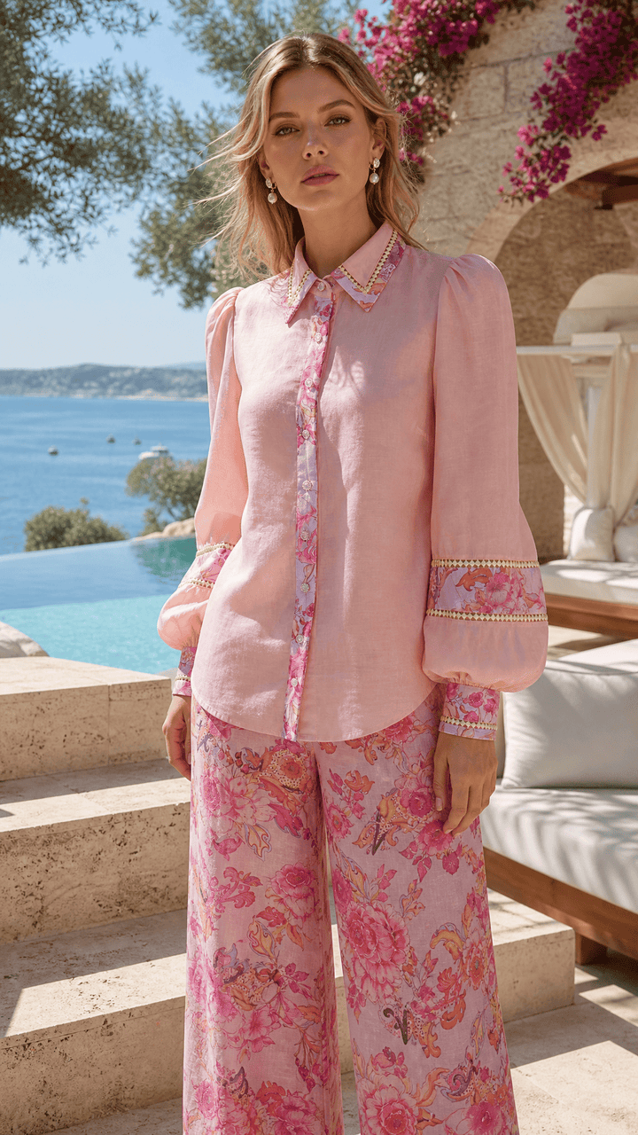 Lantern Sleeve Blouse in Violet Harmony