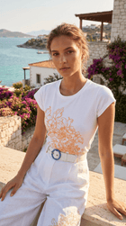 Embroidered Tee in Golden Symphony