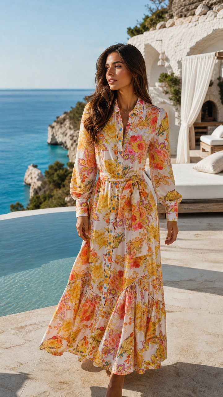 Trench Maxi Dress in Luminous Petal