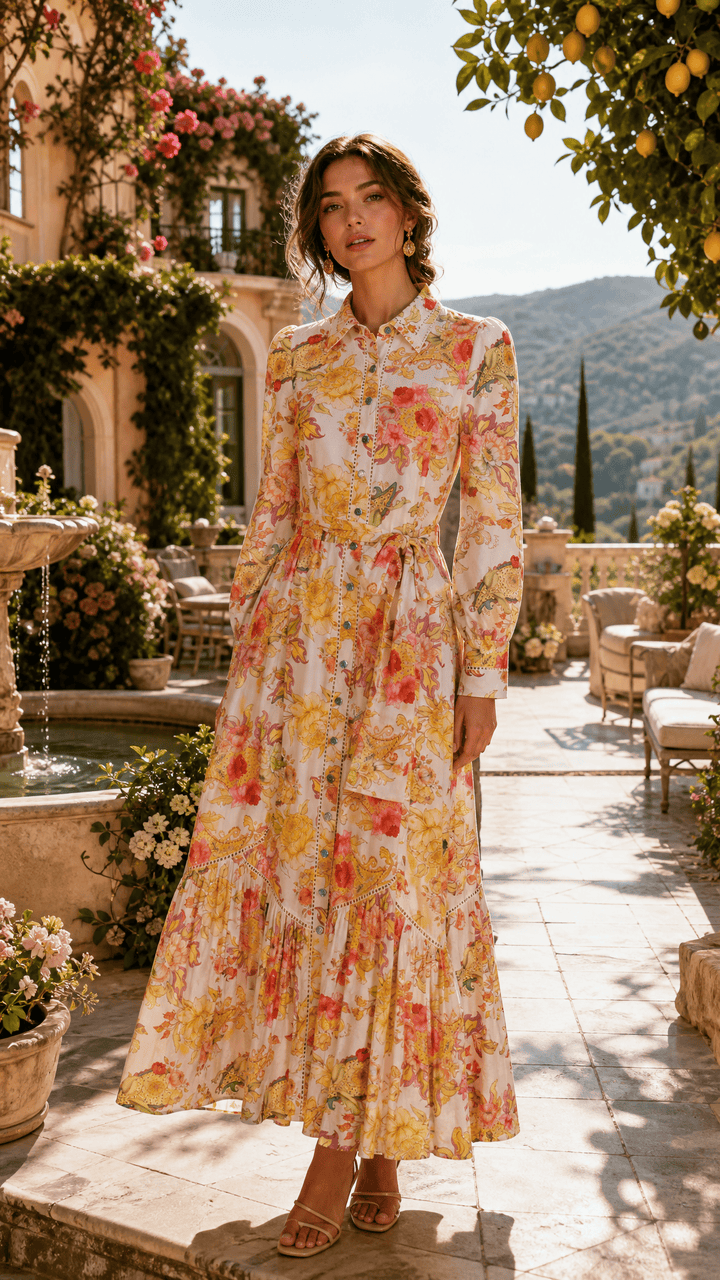 Trench Maxi Dress in Luminous Petal