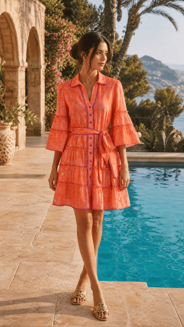 Tiered Mini Dress in Blushing Paisley