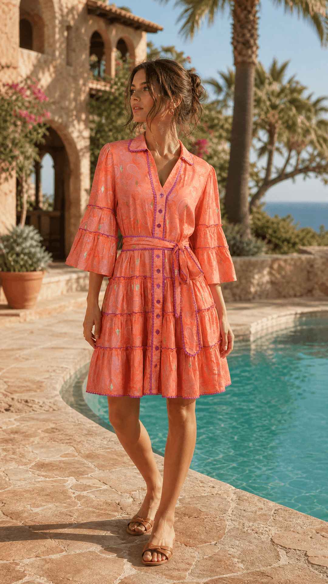 Tiered Mini Dress in Blushing Paisley