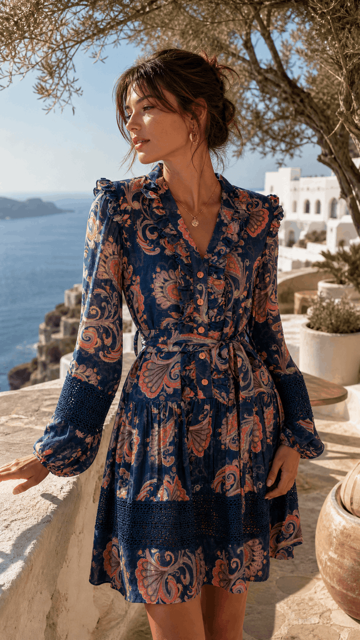Drop Waist Mini Dress in Evening Flora