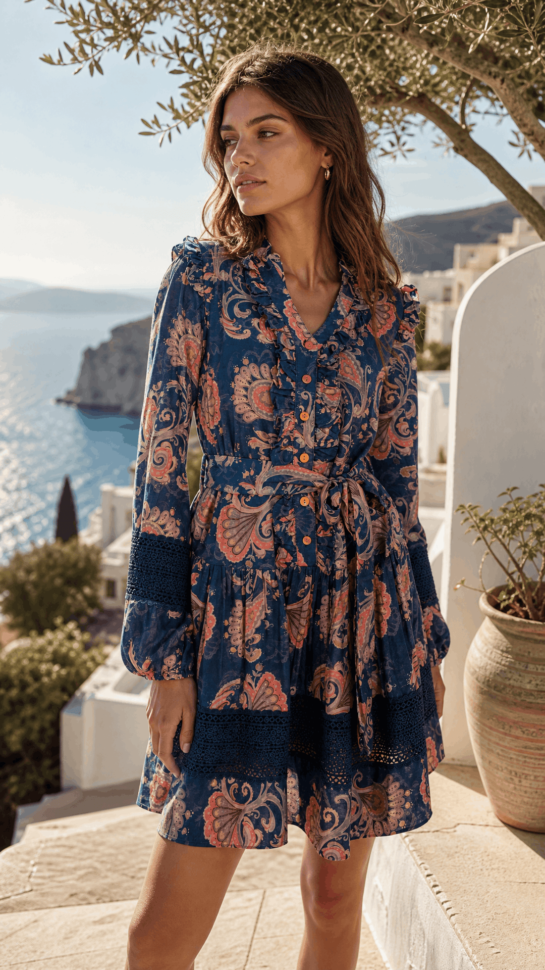 Drop Waist Mini Dress in Evening Flora